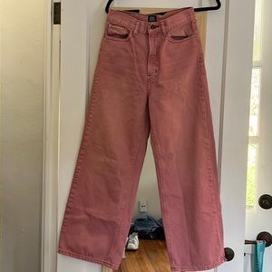 BDG Pink high rise, wide leg denim jeans